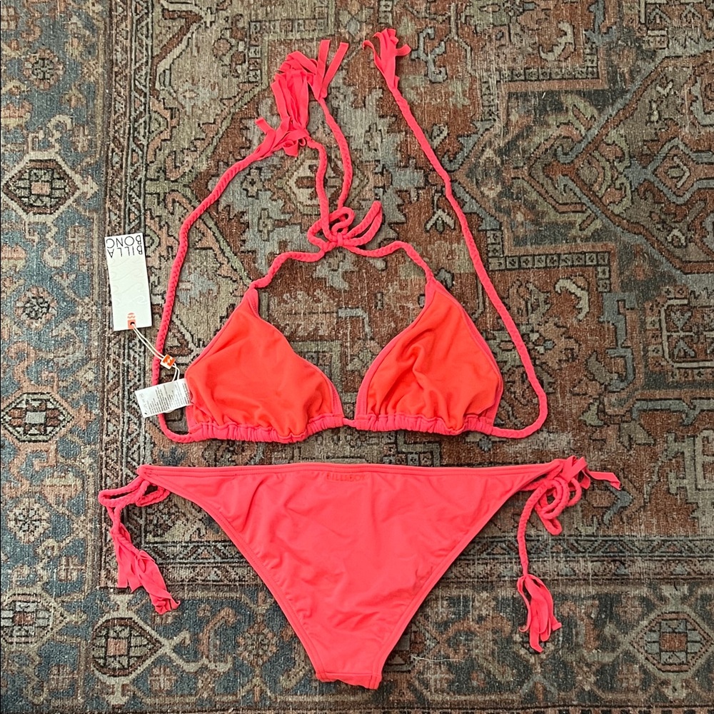 BILLABONG Neon Pink String Bikini Set in Sz L - NWT!!! - Picture 5 of 6